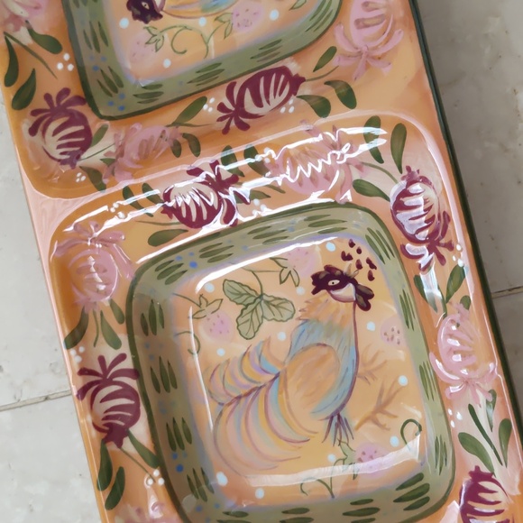 Zrike Danna Cullen Chanticleer 3 Section Serving Tray Rooster NWT - Picture 15 of 16